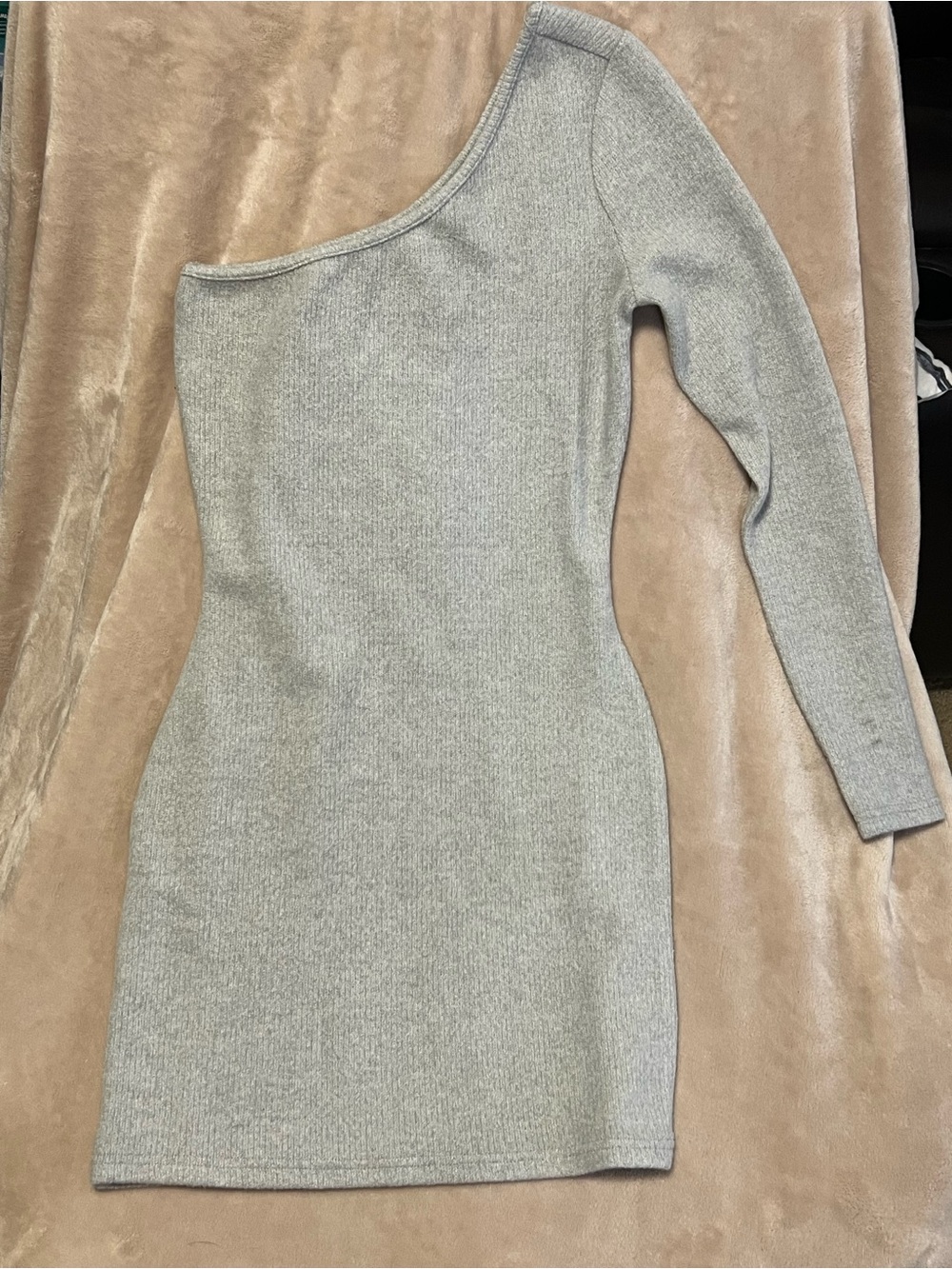 superdown Mila One Shoulder Sweater Knit Mini Dress Heather Grey XS